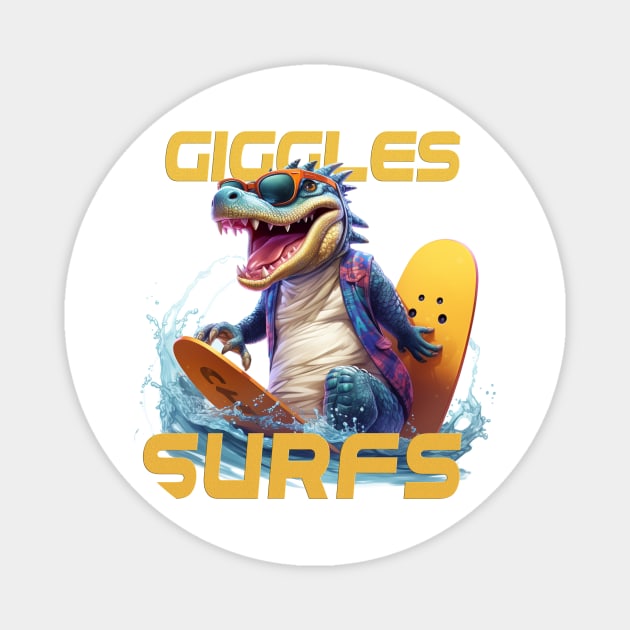 Aquatic Glide Waves Surfing Tee "Giggle Surfs" Magnet by cusptees
